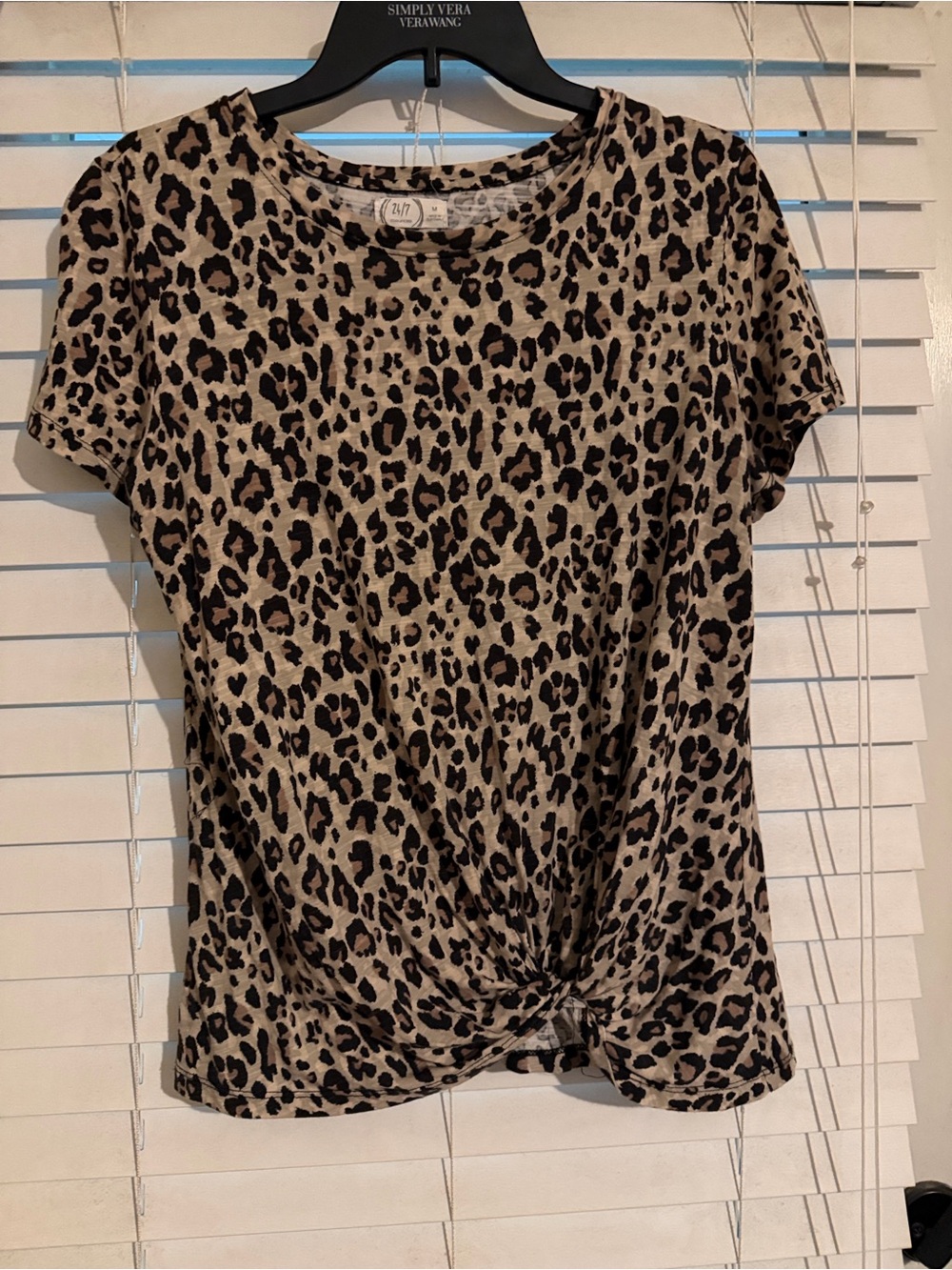 Maurices Leopard-Print Short Sleeve Twist Tee - Beige & Black